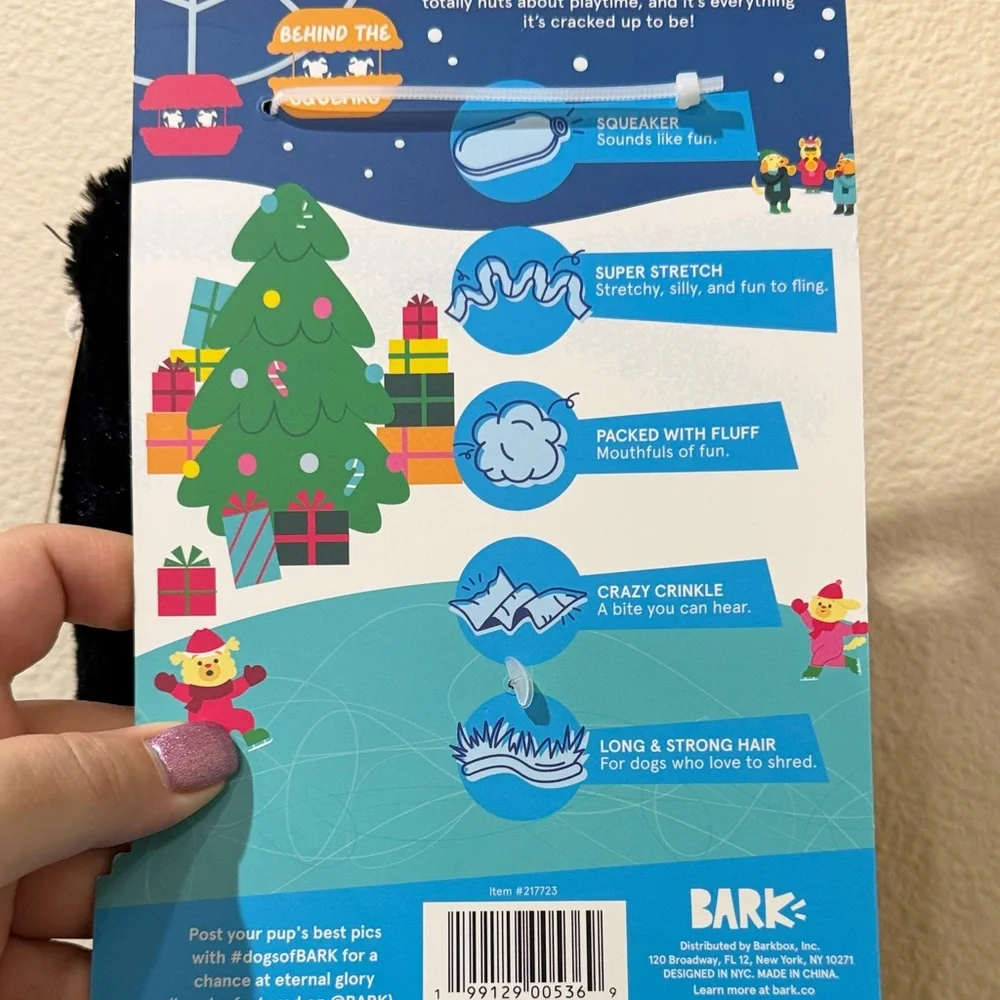 NWT BARK Festive Dog Toy Squeaker and Super Stretch